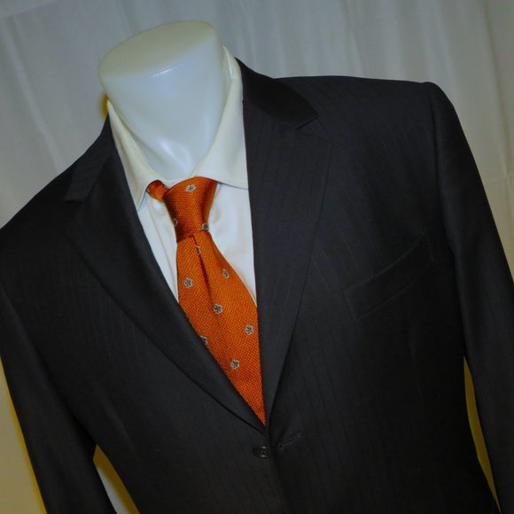 Rocco Ciccarelli Custom Tailoring Dark Blue Striped Three Button Suit 40L - Picture 6 of 14